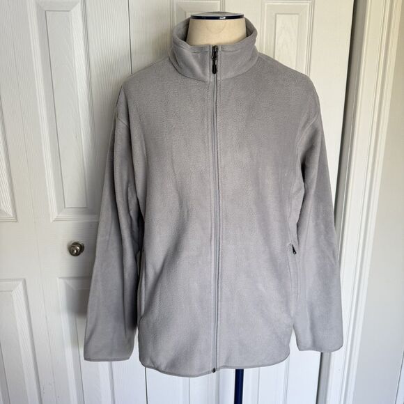 Men Fleece Sweater Jacket Gray Size 2XL Full Zip Polar - Picture 1 of 16